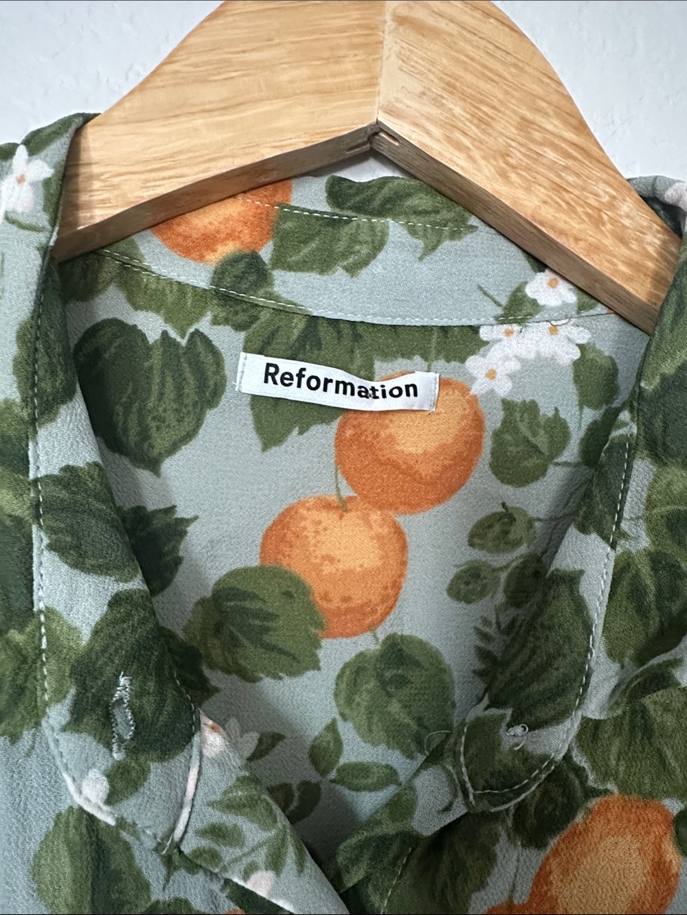 Reformation Violet Button Down Blouse In Orange Grove - Picture 5 of 6